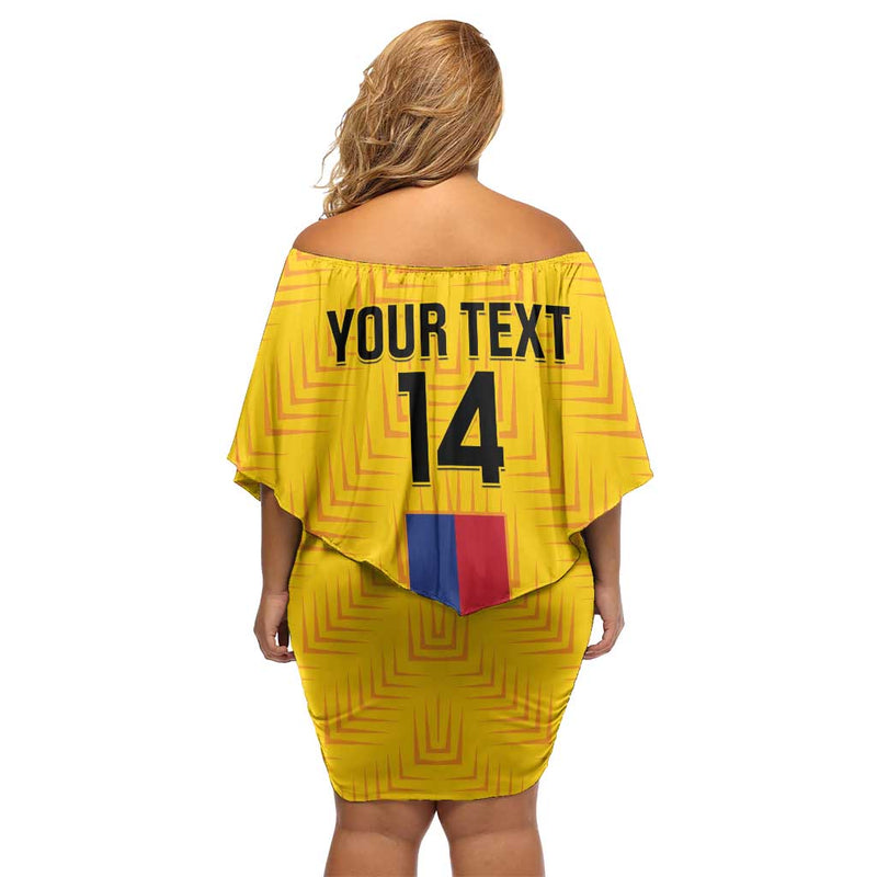 Custom Colombia Football Vamos Los Cafeteros Off Shoulder Short Dress