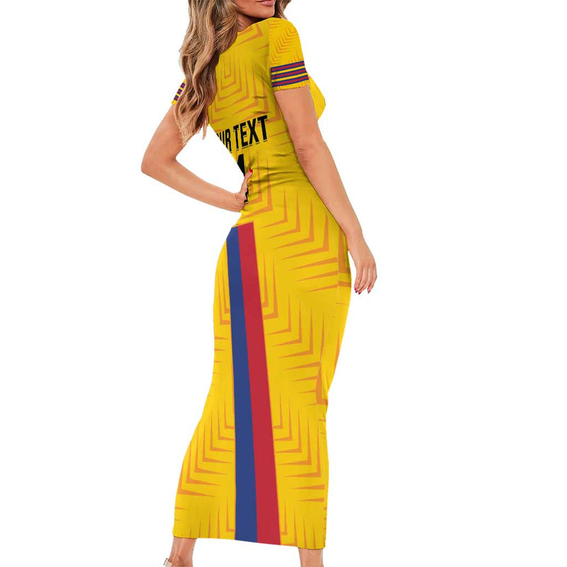 Custom Colombia Football Vamos Los Cafeteros Short Sleeve Bodycon Dress