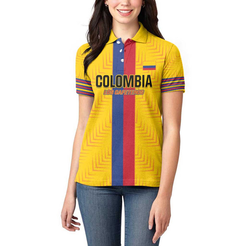 Custom Colombia Football Vamos Los Cafeteros Women Polo Shirt
