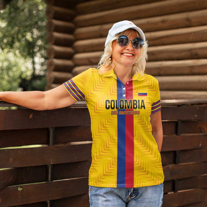 Custom Colombia Football Vamos Los Cafeteros Women Polo Shirt