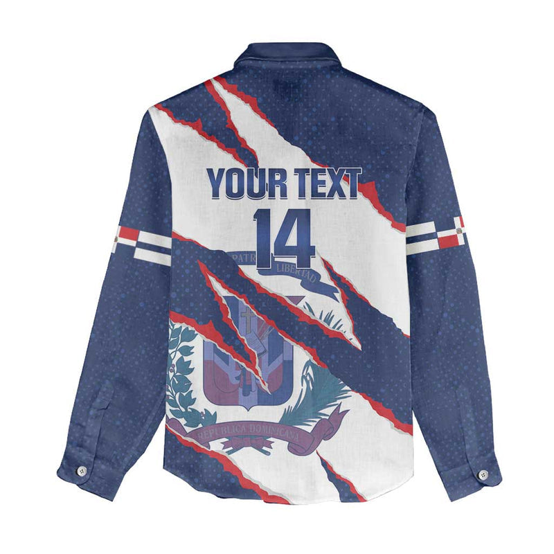 Custom Dominican Republic Football Los Quisqueyanos Crack Style Women Casual Shirt