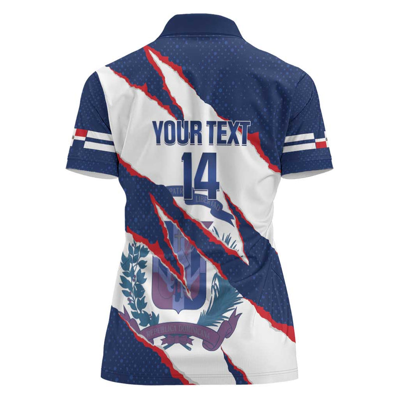 Custom Dominican Republic Football Los Quisqueyanos Crack Style Women Polo Shirt
