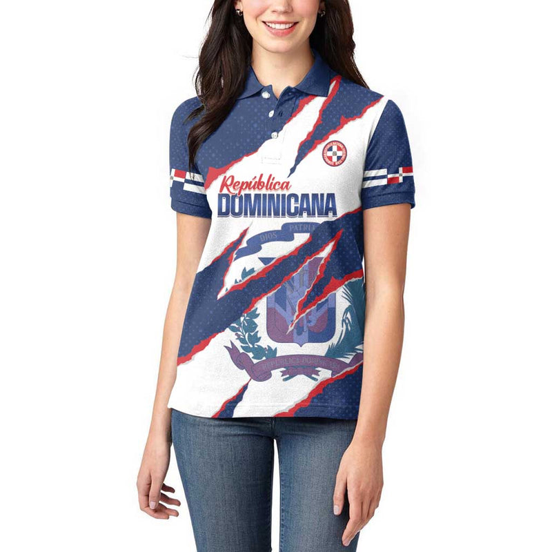 Custom Dominican Republic Football Los Quisqueyanos Crack Style Women Polo Shirt