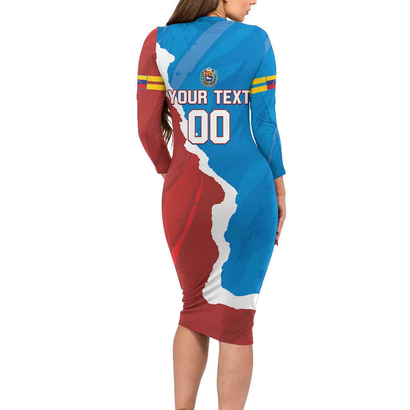 Custom Baseball Venezuela Go Champions Grunge Style Long Sleeve Bodycon Dress