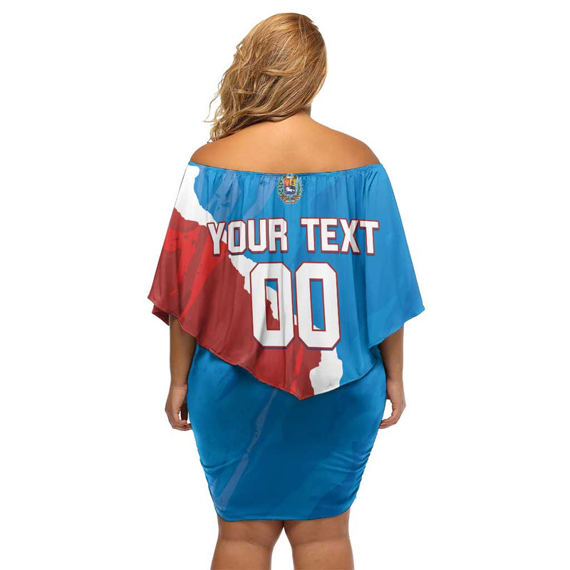 Custom Baseball Venezuela Go Champions Grunge Style Off Shoulder Short Dress