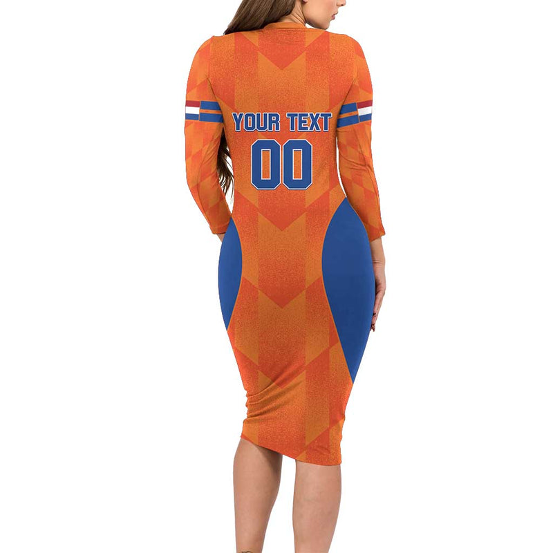 Custom Baseball Netherlands Go Champions Sporty Style Long Sleeve Bodycon Dress