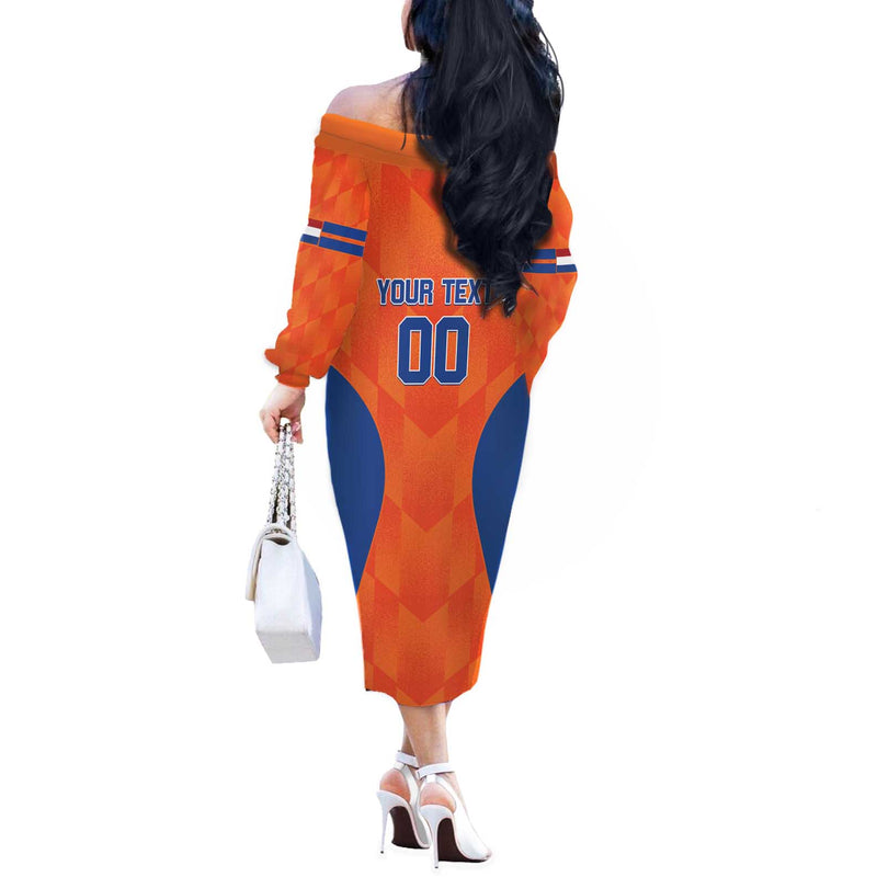 Custom Baseball Netherlands Go Champions Sporty Style Off The Shoulder Long Sleeve Dress