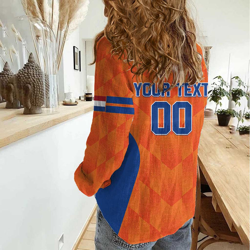 Custom Baseball Netherlands Go Champions Sporty Style Women Casual Shirt
