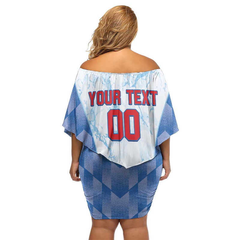 Custom Baseball Panama Go Champions Sporty Style Off Shoulder Short Dress