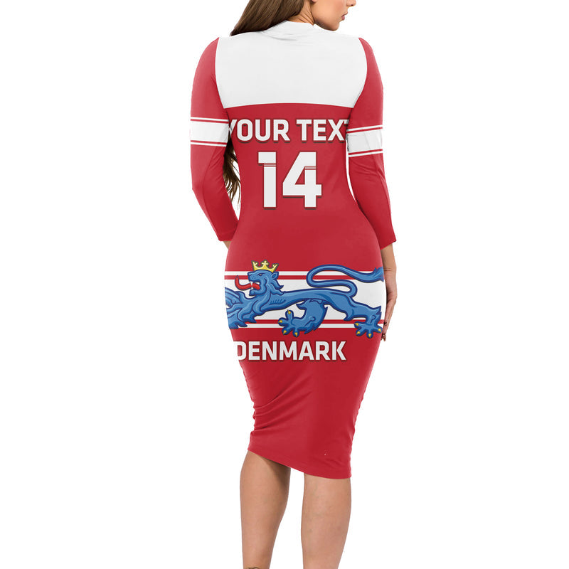 Custom Denmark Hockey Go Danish Lions Long Sleeve Bodycon Dress