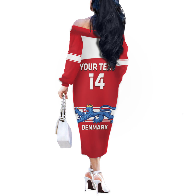 Custom Denmark Hockey Go Danish Lions Off The Shoulder Long Sleeve Dress