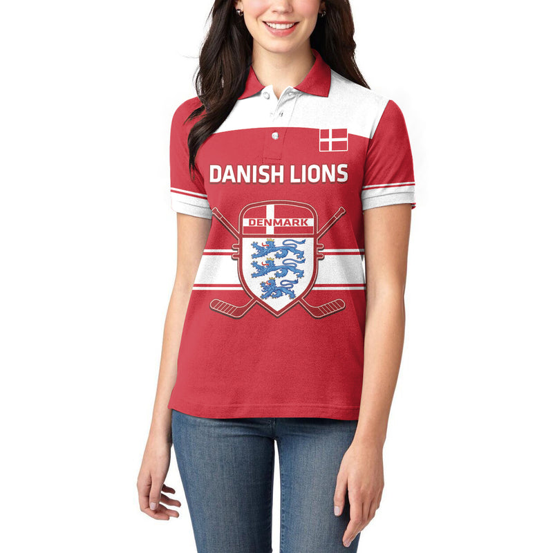 Custom Denmark Hockey Go Danish Lions Women Polo Shirt