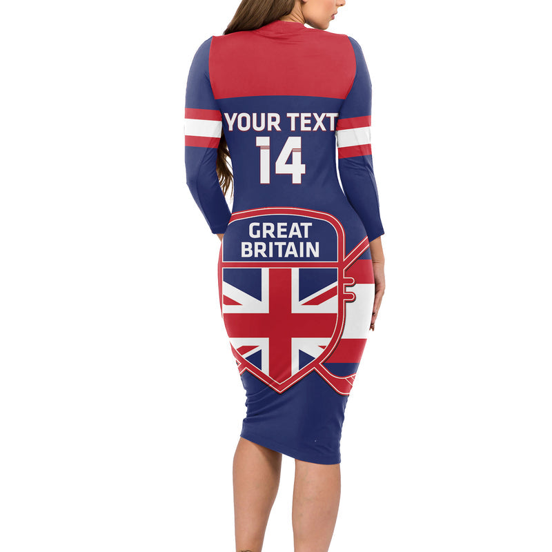Custom Great Britain Hockey Go Gb Team Long Sleeve Bodycon Dress