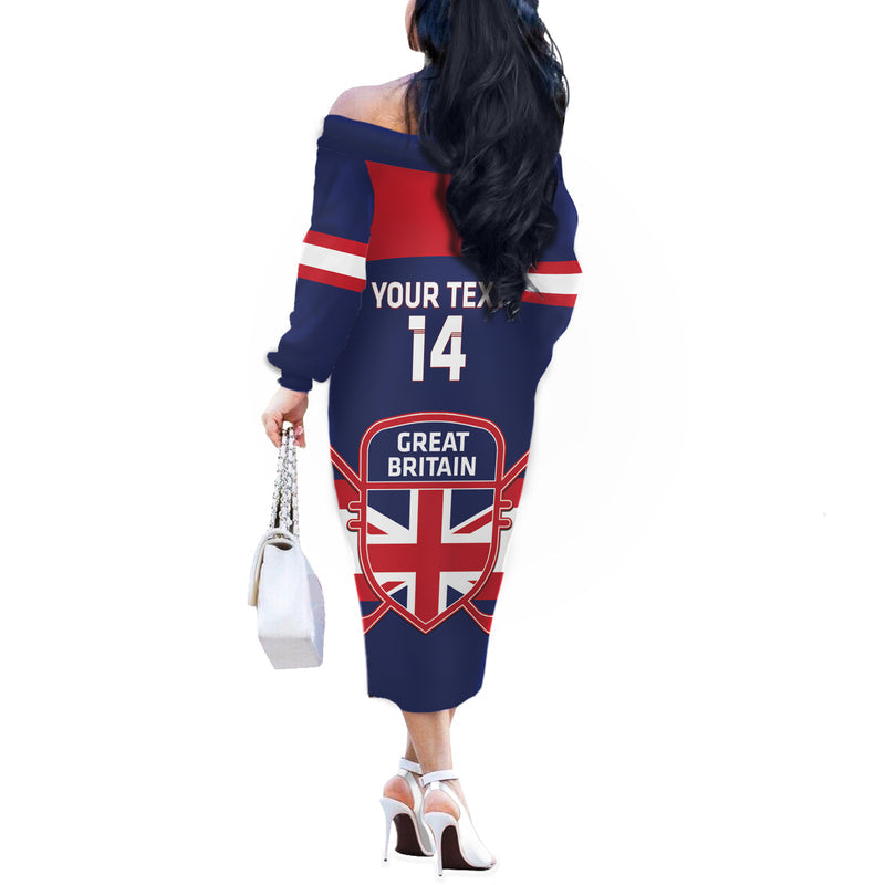 Custom Great Britain Hockey Go Gb Team Off The Shoulder Long Sleeve Dress