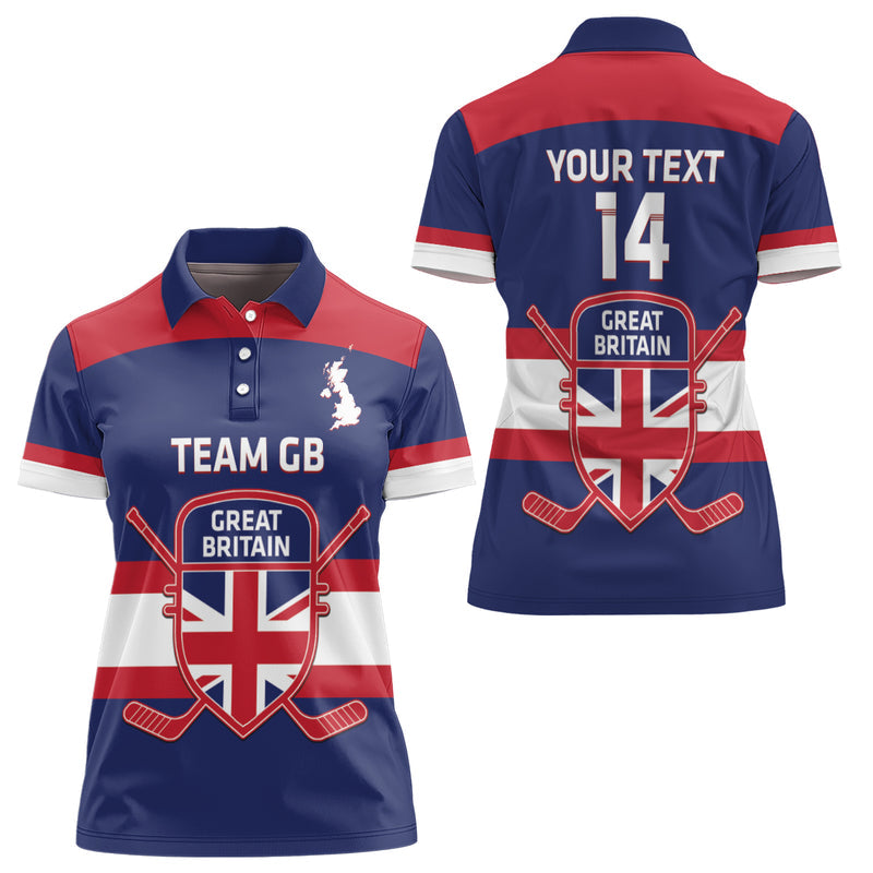Custom Great Britain Hockey Go GB Team Women Polo Shirt