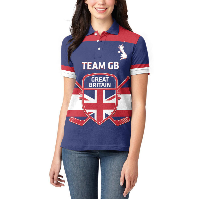Custom Great Britain Hockey Go GB Team Women Polo Shirt