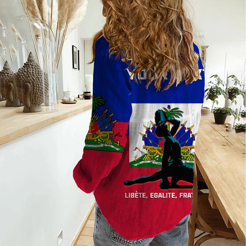 (Custom Personalised) Haiti Negre Marron With Haitian Flag Women Casual Shirt