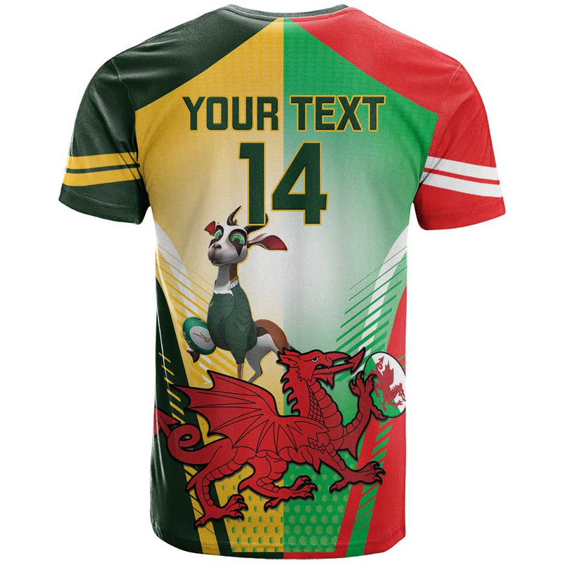 Custom South Africa And Wales Rugby Springboks Welsh Mascots Dynamic Version T Shirt