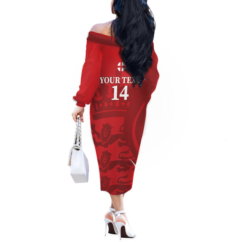 Custom England Cricket 2024 World Cup Go Champions Off The Shoulder Long Sleeve Dress