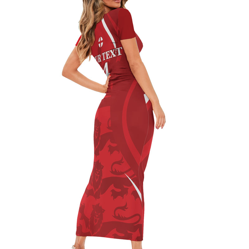 Custom England Cricket 2024 World Cup Go Champions Short Sleeve Bodycon Dress