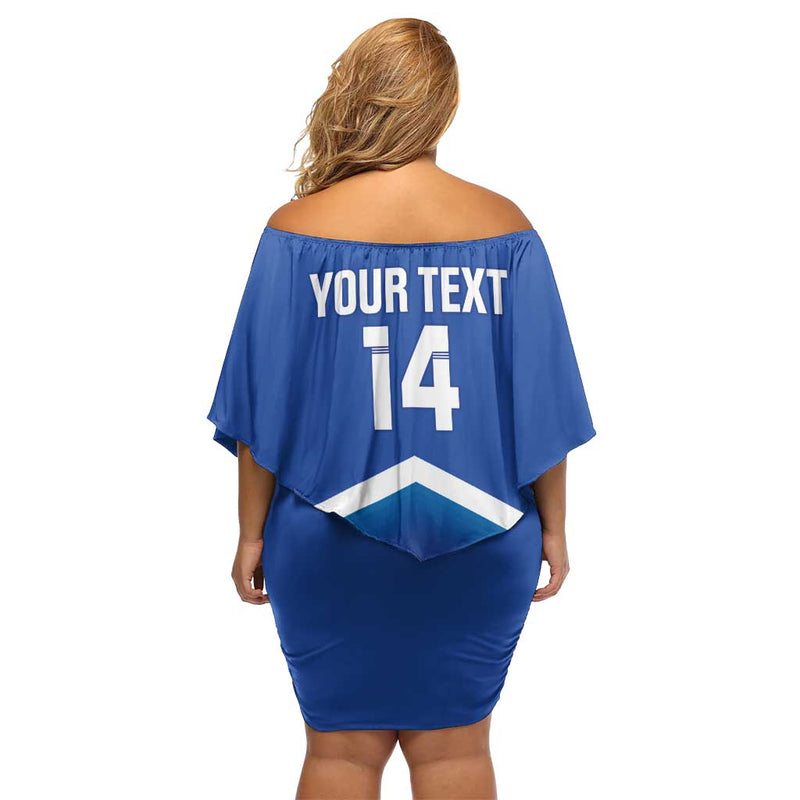 Custom Cyprus Football Go Champions Off Shoulder Short Dress