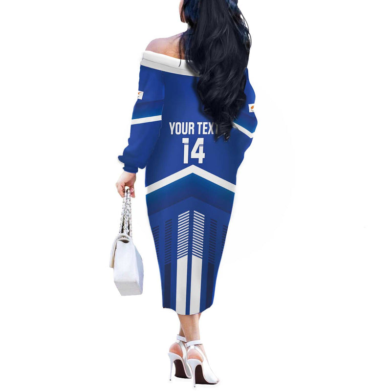 Custom Cyprus Football Go Champions Off The Shoulder Long Sleeve Dress