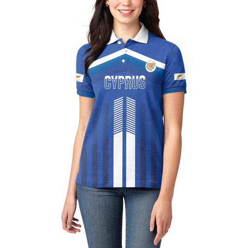 Custom Cyprus Football Go Champions Women Polo Shirt