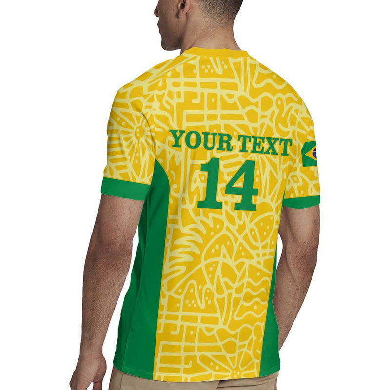 Custom Brazil Football Vamos Selecao - Yellow Rugby Jersey