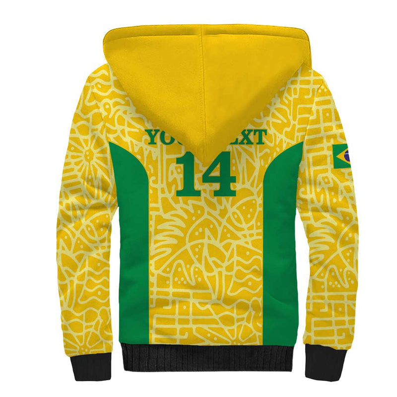 Custom Brazil Football Vamos Selecao - Yellow Sherpa Hoodie
