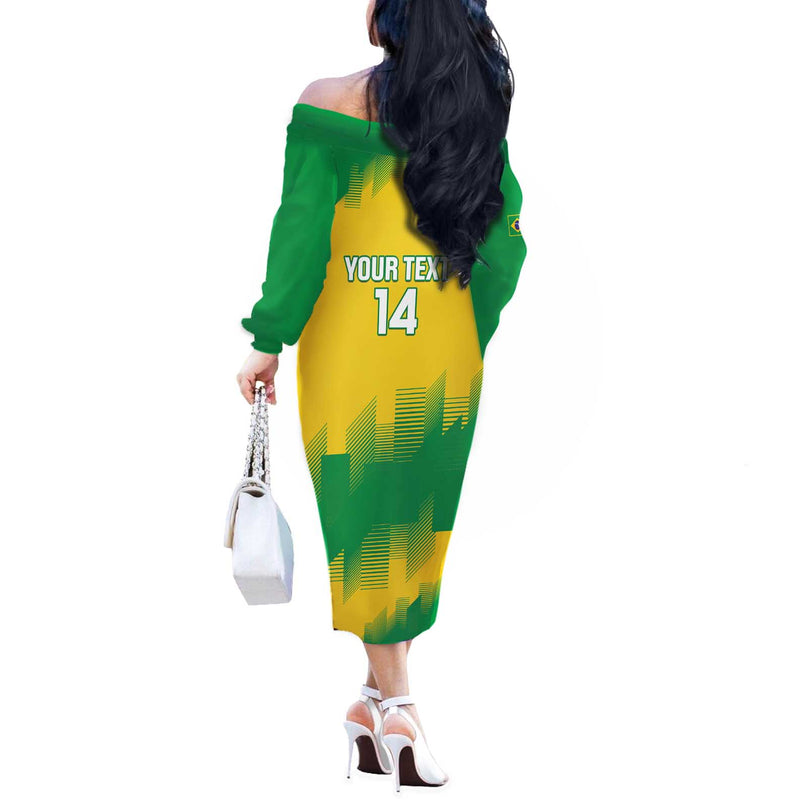 Custom Brasil Rugby 2025 Go Champions Yaras Off The Shoulder Long Sleeve Dress