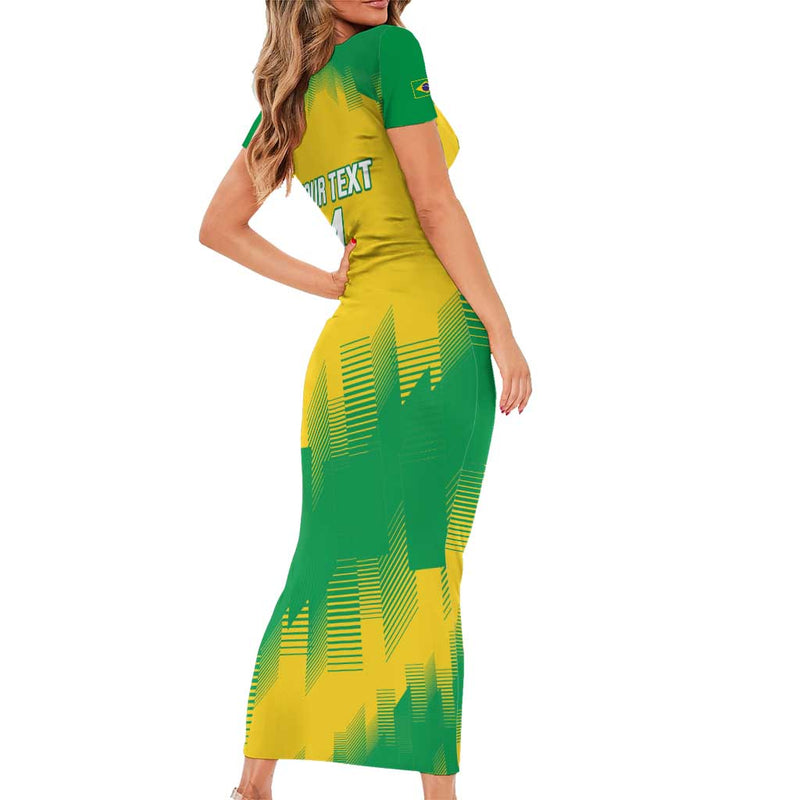 Custom Brasil Rugby 2025 Go Champions Yaras Short Sleeve Bodycon Dress