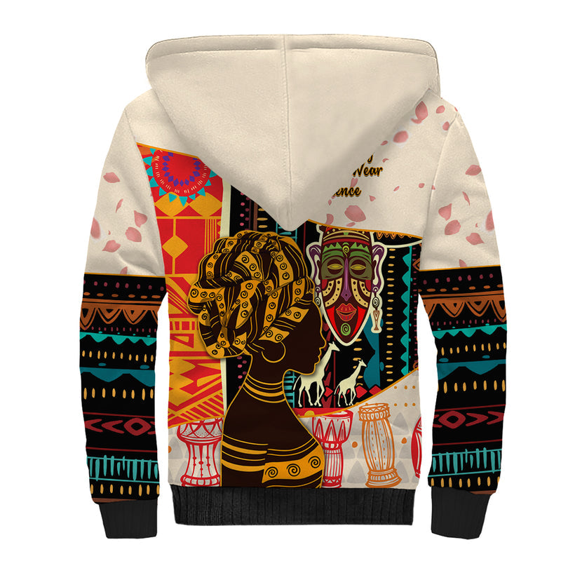 Africa International Women Day African Pattern Sherpa Hoodie