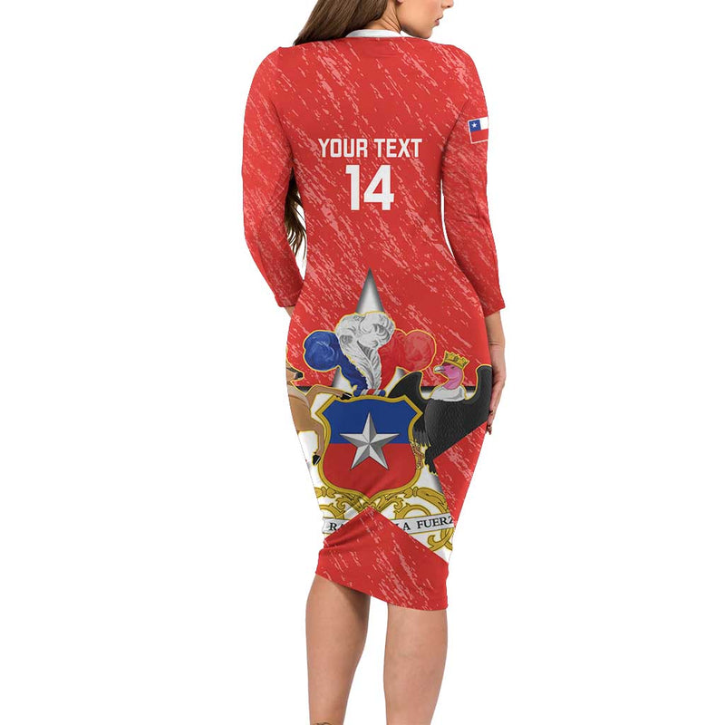 Custom Chile Football Vamos La Roja Long Sleeve Bodycon Dress