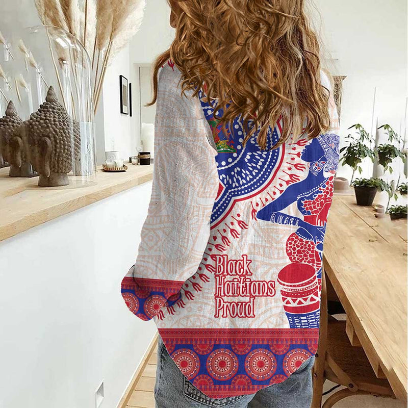Afro-Haitians Proud Haiti Coat Of Arms Dashiki Women Casual Shirt