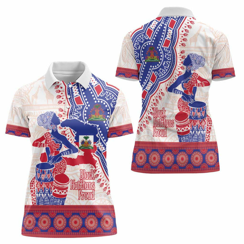 Afro-Haitians Proud Haiti Coat Of Arms Dashiki Women Polo Shirt