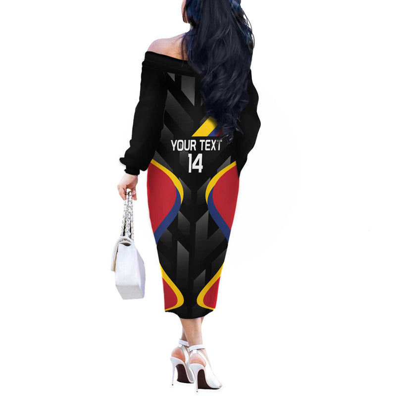 Custom Colombia Football Vamos Las Chicas Superpoderosas Off The Shoulder Long Sleeve Dress