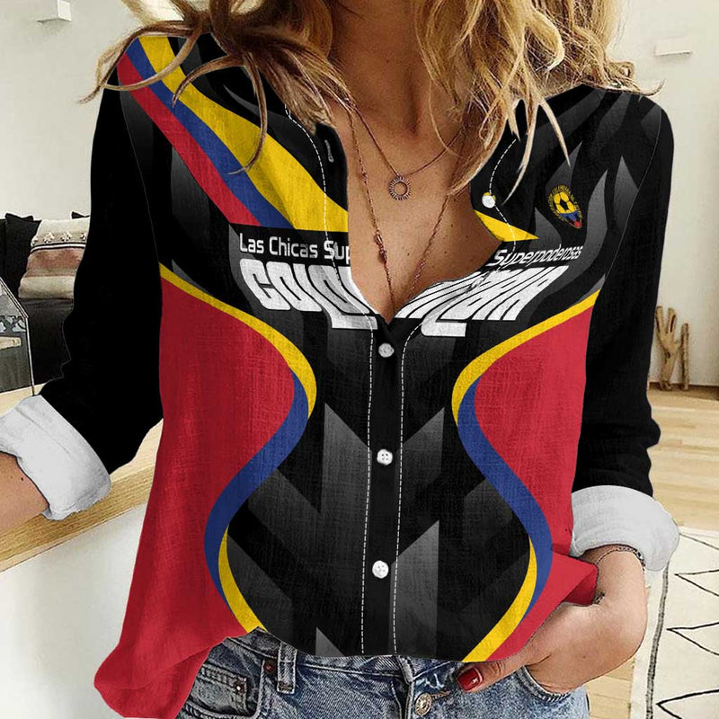 Custom Colombia Football Vamos Las Chicas Superpoderosas Women Casual Shirt