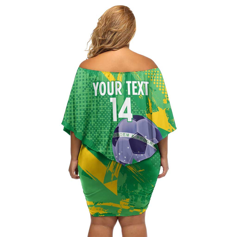 Custom Brazil Football Vamos Selecao Brushes Style Off Shoulder Short Dress