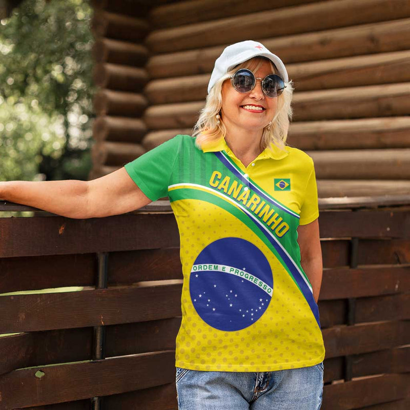Custom Brazil Football Vamos Canarinho Women Polo Shirt