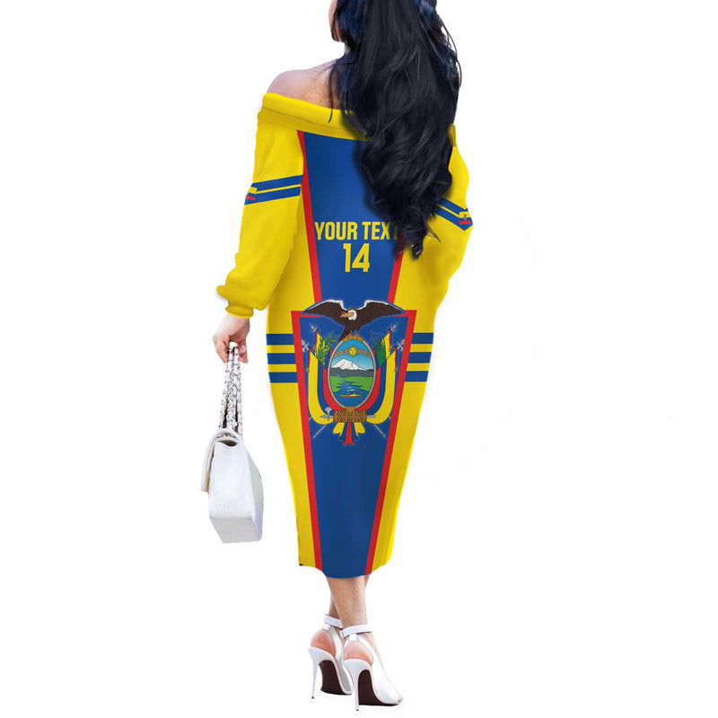 Custom Ecuador Football Vamos La Tricolor Off The Shoulder Long Sleeve Dress