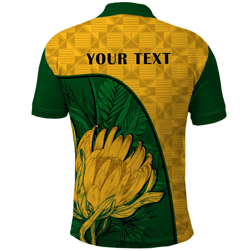 Custom South Africa King Protea With Kente Pattern Polo Shirt