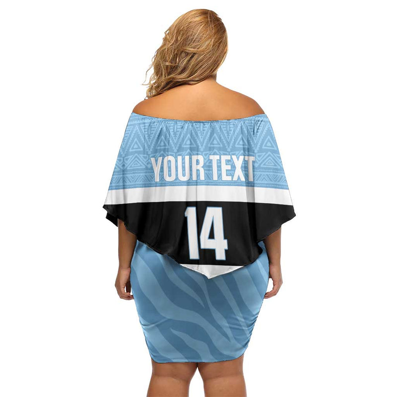 Custom Botswana Cricket Go Baggy Blues Zebra Mascot Off Shoulder Short Dress
