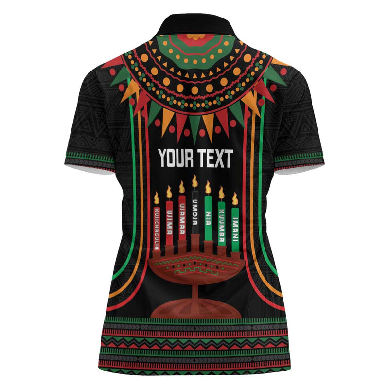 African-American Kwanzaa Kinara Candles African Pattern Women Polo Shirt