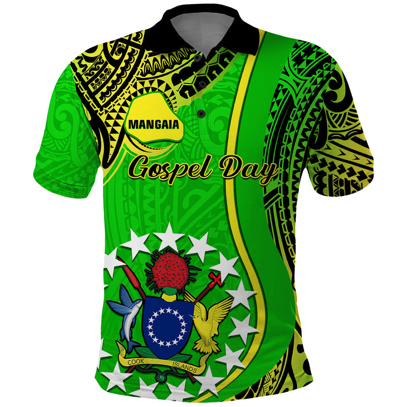 Custom Cook Islands Mangaia Gospel Day Green Version Polo Shirt