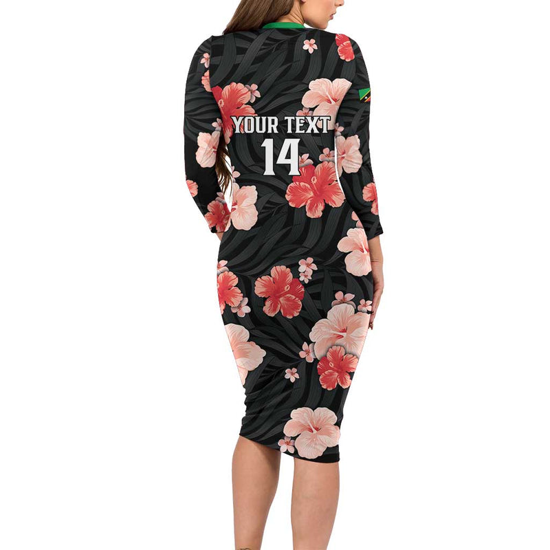 Custom Saint Kitts And Nevis Cricket 2025 Go Patriots Tropical Style Long Sleeve Bodycon Dress