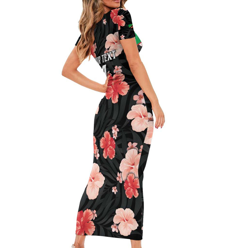 Custom Saint Kitts And Nevis Cricket 2025 Go Patriots Tropical Style Short Sleeve Bodycon Dress