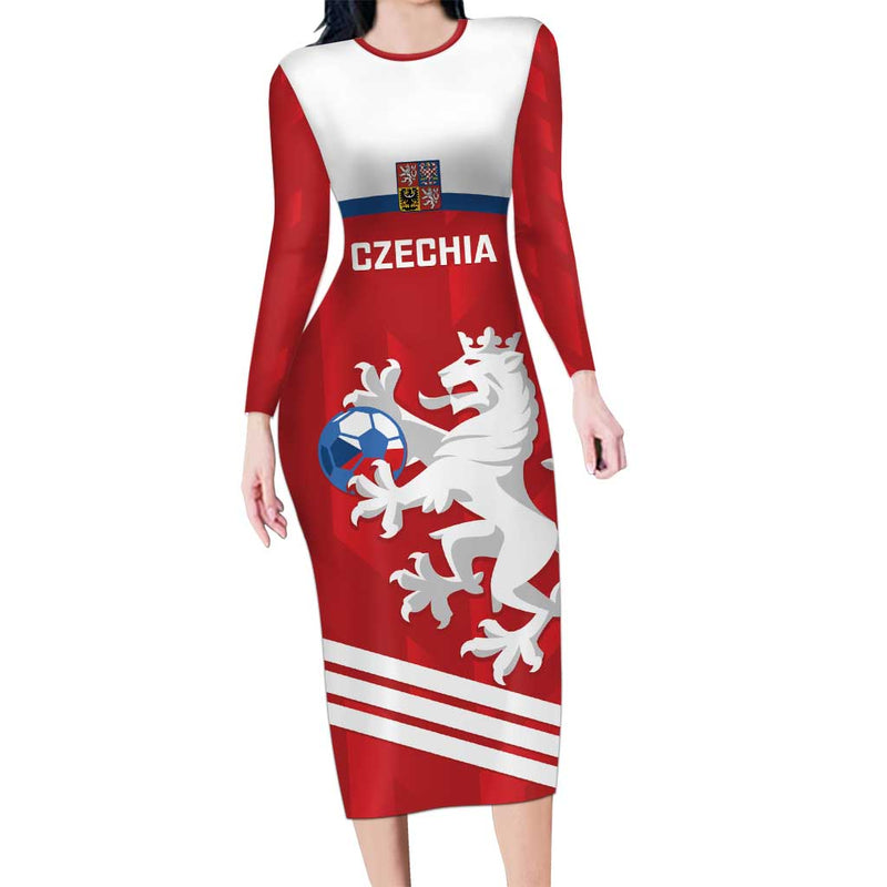 Custom Czech Republic Football Go Czechia - Sporty Style Long Sleeve Bodycon Dress