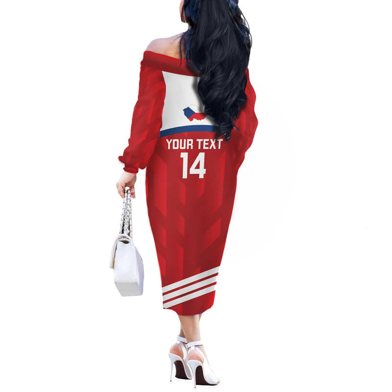 Custom Czech Republic Football Go Czechia - Sporty Style Off The Shoulder Long Sleeve Dress