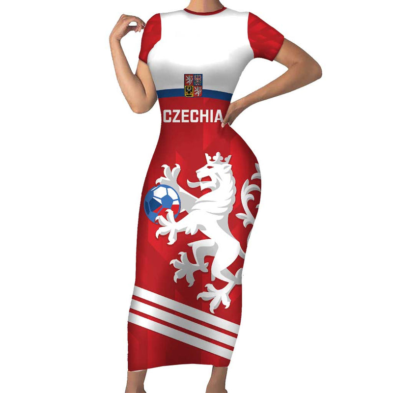 Custom Czech Republic Football Go Czechia - Sporty Style Short Sleeve Bodycon Dress
