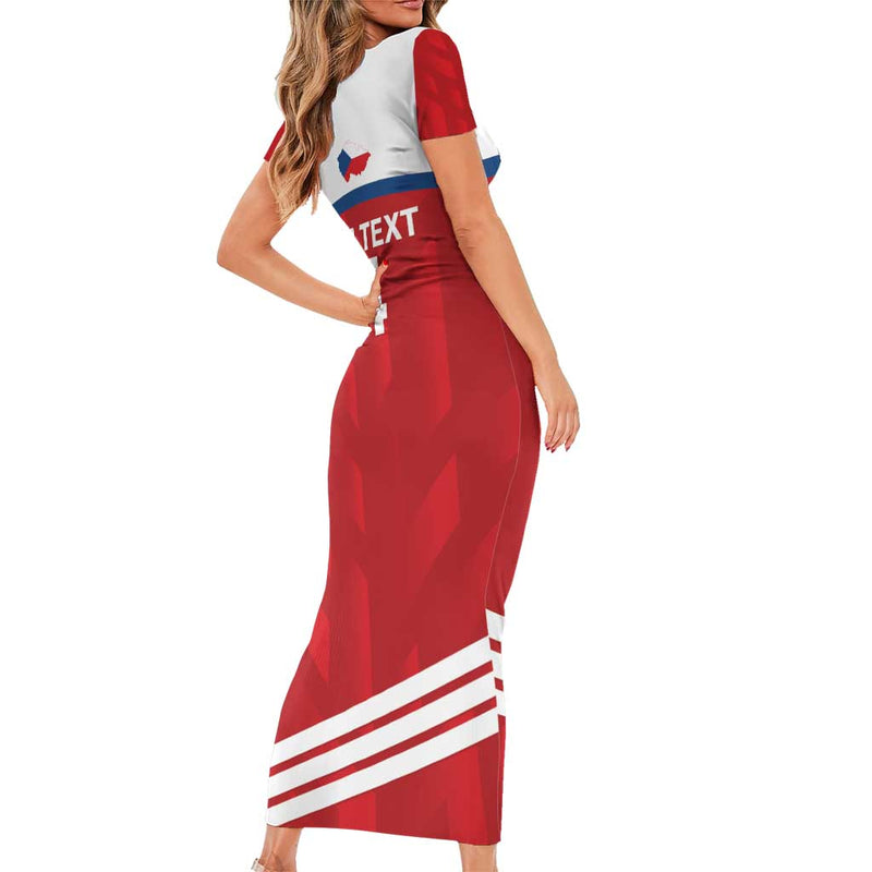 Custom Czech Republic Football Go Czechia - Sporty Style Short Sleeve Bodycon Dress